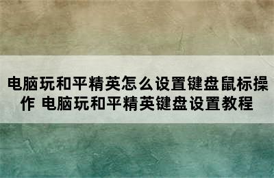 电脑玩和平精英怎么设置键盘鼠标操作 电脑玩和平精英键盘设置教程